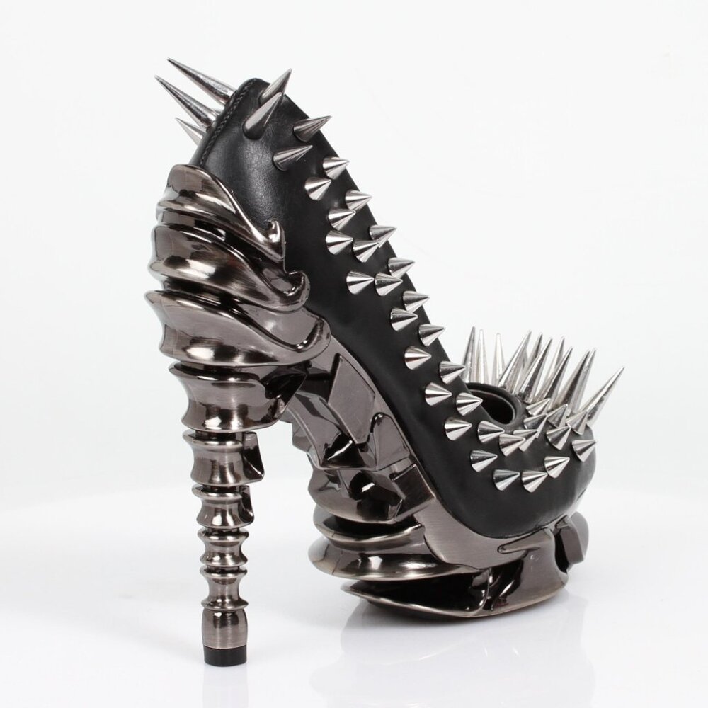 Hades ZETTA Spiked Black Pump Metallic Spinal 5" Heel 6-7-8-9-10-11 M/B Width - Picture 4 of 15